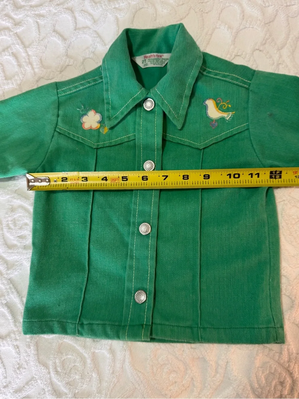 Vintage 1970s Health-tex 2T Green Embroidered Toddler Jacket USA